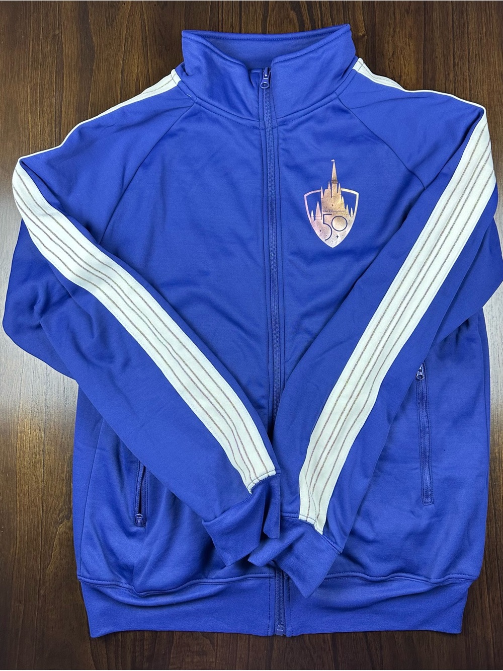 Walt Disney World Track Jacket Adult Medium Blue 50th Anniversary Zip